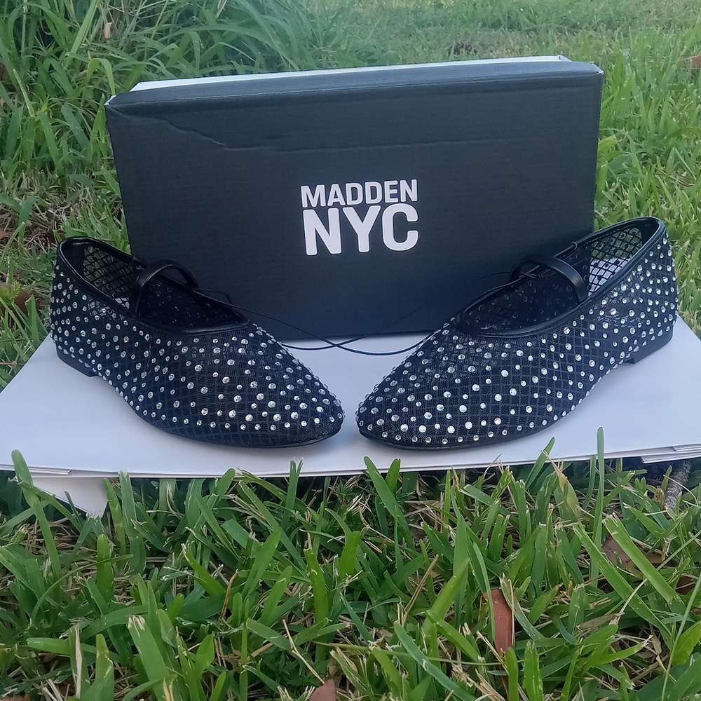 Madden NYC Black Mesh Studded Flats - Picture 4 of 8